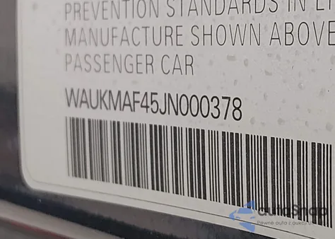 2018 Audi A4 2.0T Tech Ultra Premium/2.0T Ultra Premium z USA, uszkodzony, nr VIN WAUKMAF45JN000378